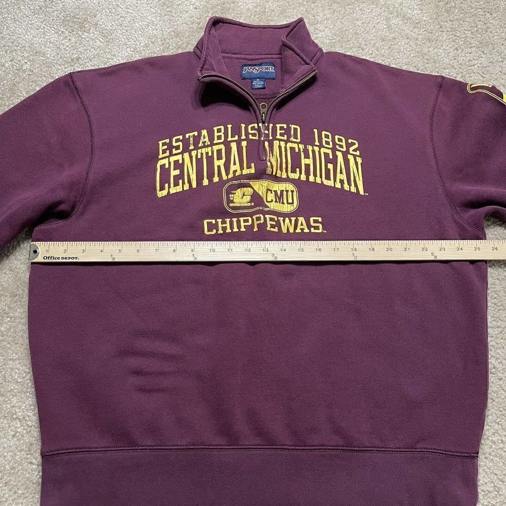 Vtg Central Michigan Chips JanSport Quarter Zip Pull Over Sweater Extra Large - Picture 9 of 10